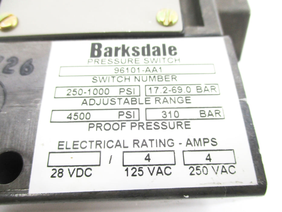 BARKSDALE 96101-AA1 250-1000PSI 17.2-69.0 NSNP