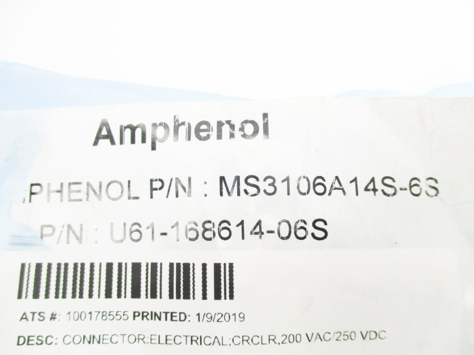 AMPHENOL MS3106A14S-6S U61-168614-06S NSMP