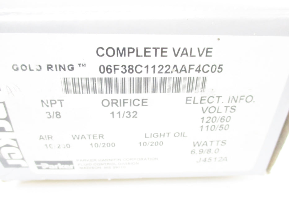 PARKER 06F38C1122AAF4C05 110-120V 10-200PSI NSMP