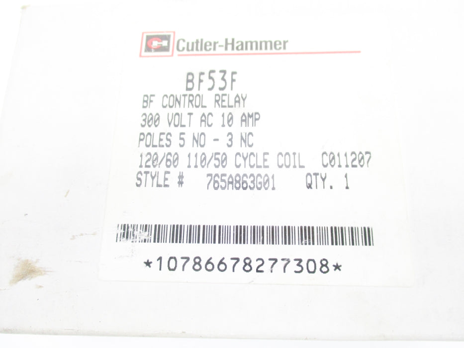 CUTLER HAMMER BF53F 765A863G01 110-120V 60A NSMP