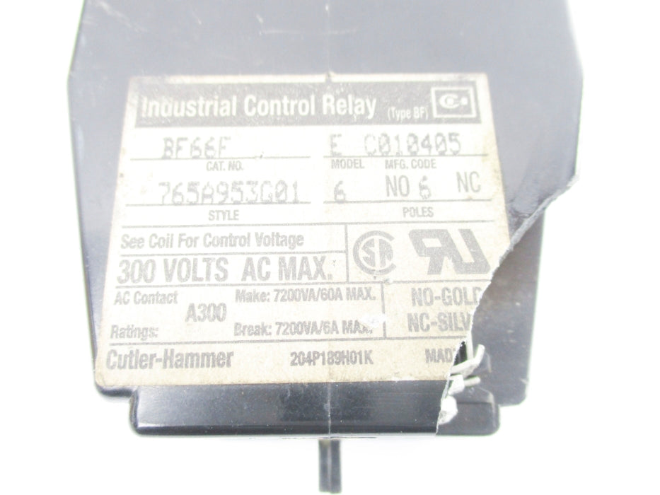 CUTLER HAMMER BF66F 765A953G01 110-120V 60A (AS PICTURED) NSNP