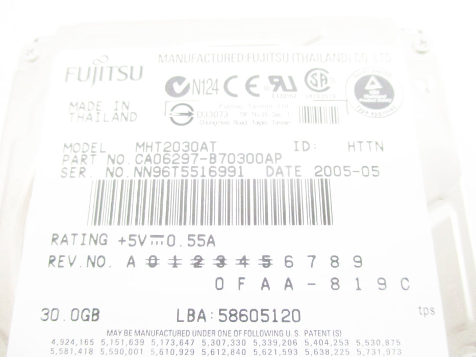 FUJITSU MHT2030AT CA06297-B70300AP NSNP