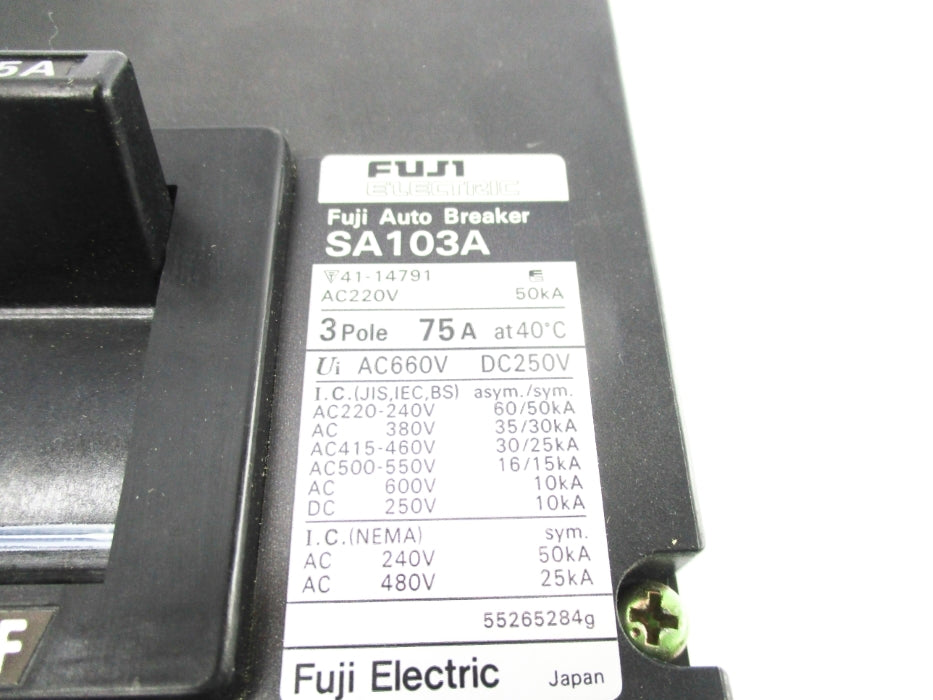 FUJI ELECTRIC SA103A 220VAC 75A UNMP