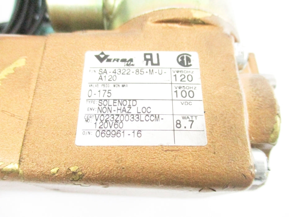 VERSA SA-4322-85-M-U-A120  100-120V 0-175PSI NSNP