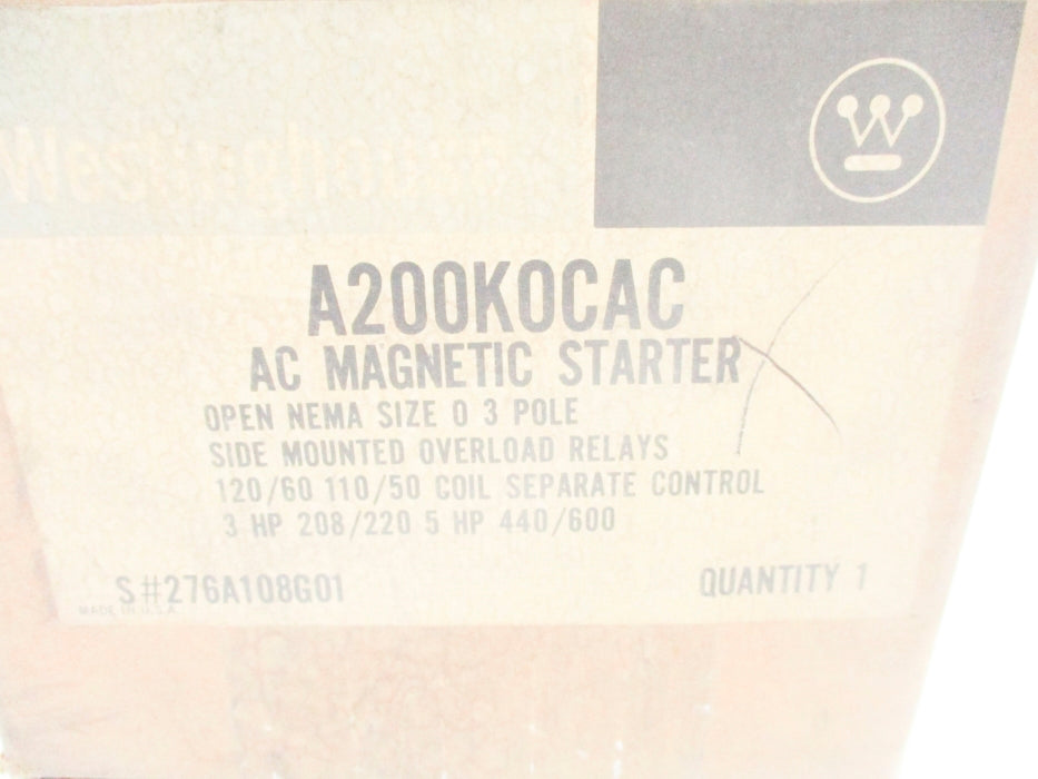 WESTINGHOUSE A200K0CAC 276A108G01 NSFS