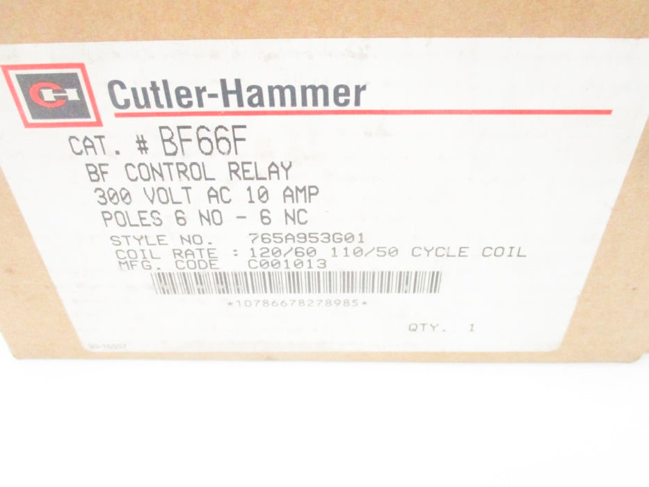 CUTLER HAMMER BF66F 765A953G01 110-120V 10A NSMP