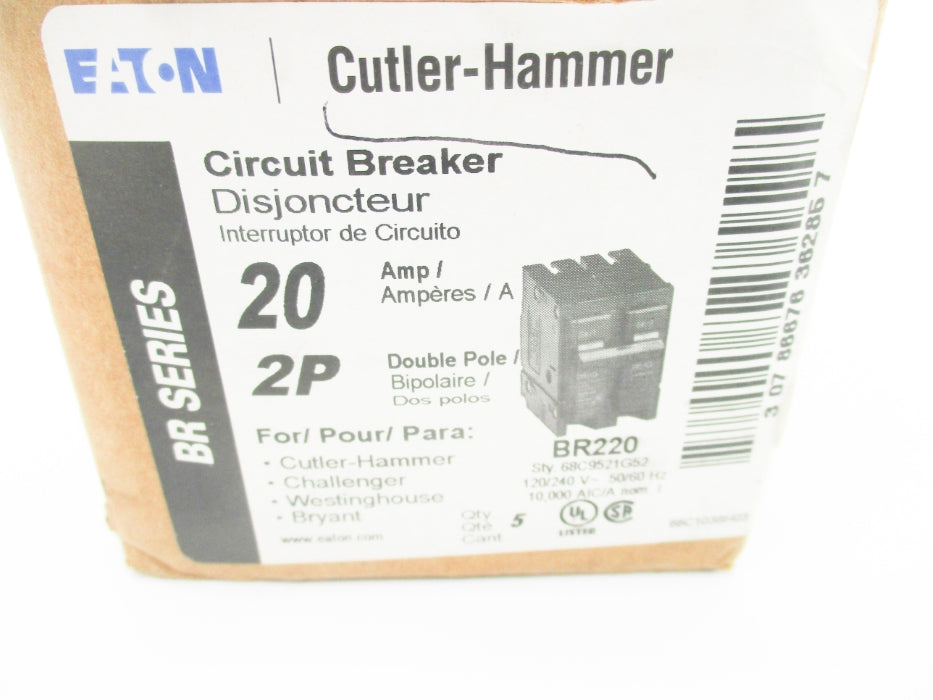 CUTLER HAMMER BR220 68C9521G52 120/240V 20A (PKG OF 5) NSMP