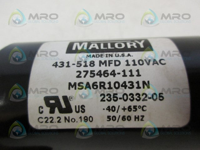 MALLORY MSA6R10431N CAPACITOR *NEW NO BOX*