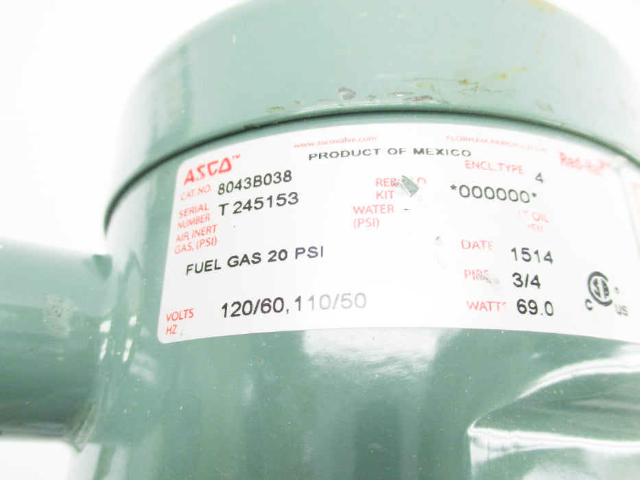ASCO 8043B038 110/120V 20PSI NSNP
