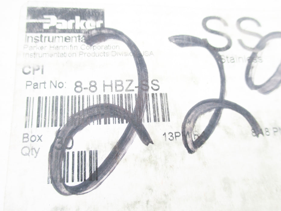 PARKER 8-8HBZ-SS (PKG OF 30) NSMP