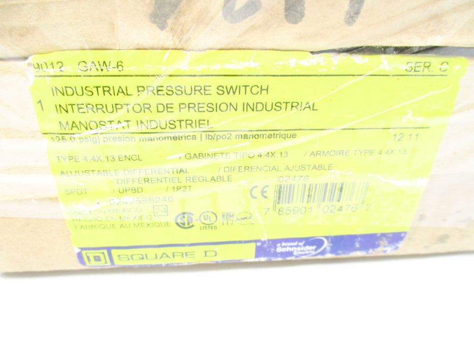 SQUARE D 9012GAW6 SER. C 5-250PSIG NSMP