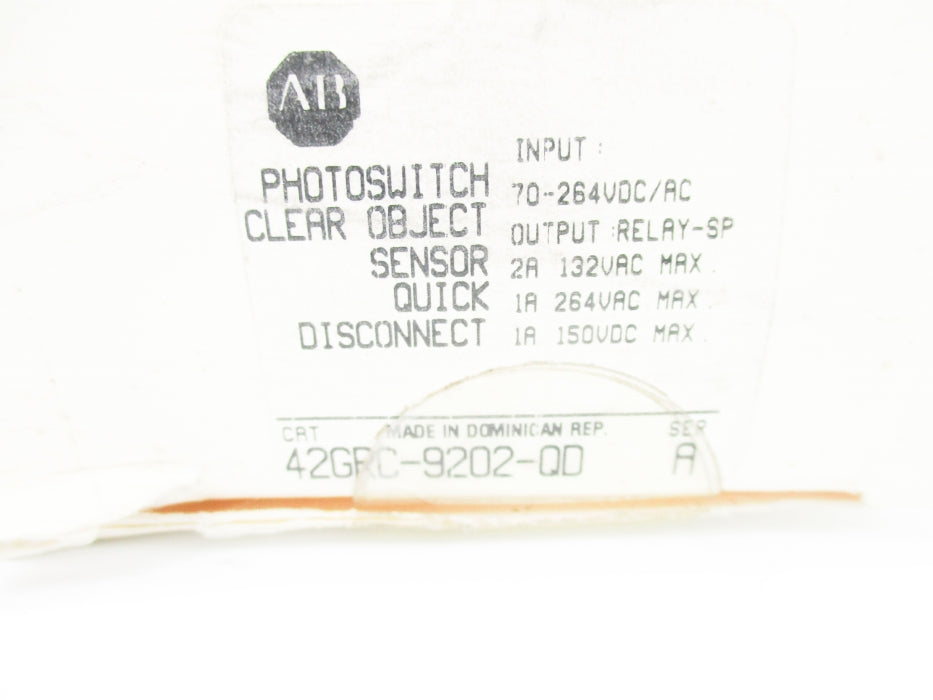INDUSTRIAL SPARE PART 42GRC-9202-QD SER. A (WH) NSMP
