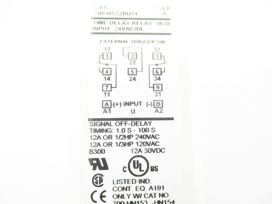 INDUSTRIAL SPARE PART 700-HS22BU24 SER. A 24V 12A 1.0S-100S  UNMP