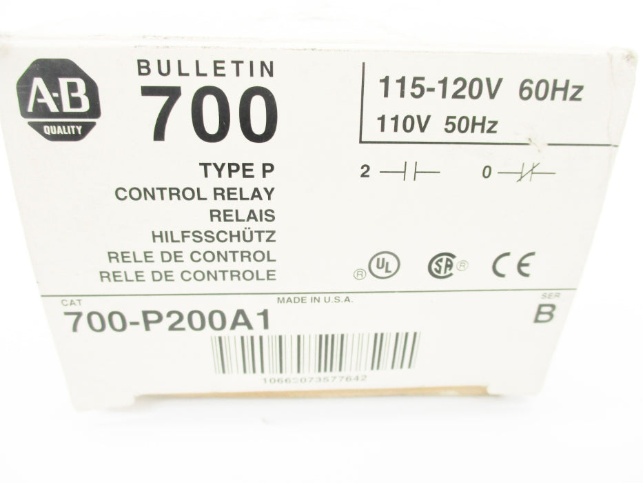 ALLEN BRADLEY 700-P200A1 SER. B 110/115-120V 60A (WH) NSMP