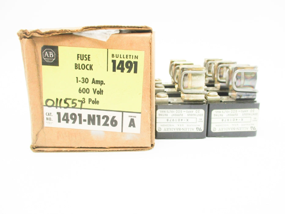ALLEN BRADLEY 1491-N126 SER. A 600V 30A (PKG OF 2) (BR/YL) NSMP