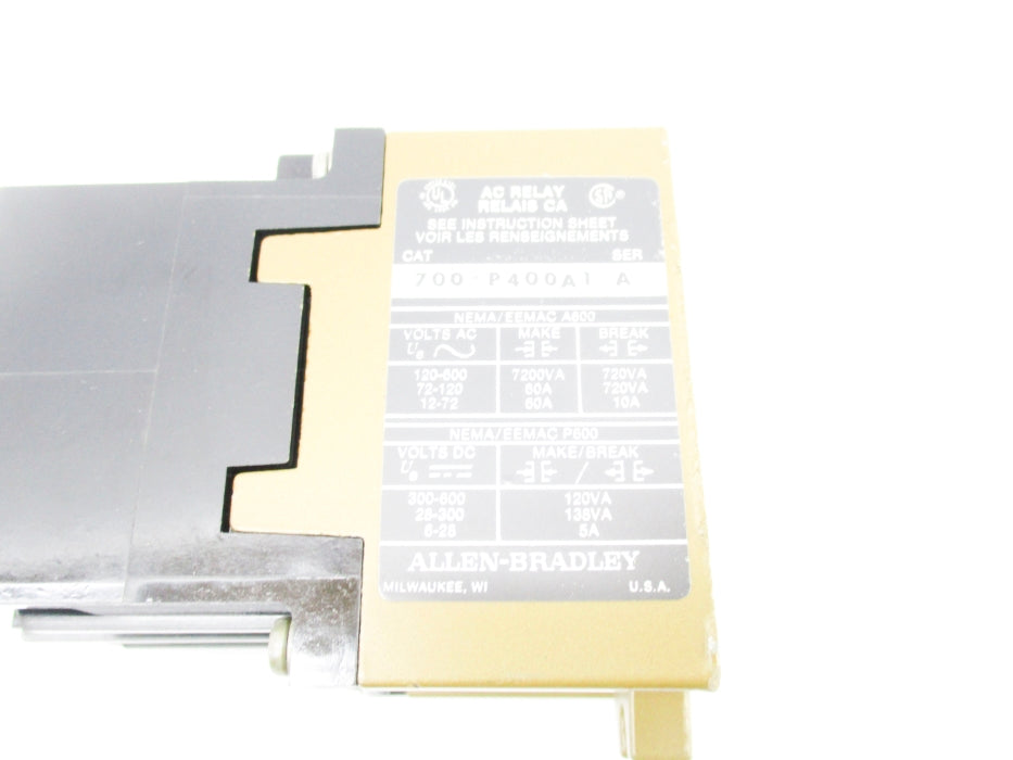 ALLEN BRADLEY 700-P400A1 SER. A 110/115-120V 60A (BK/YL) NSMP