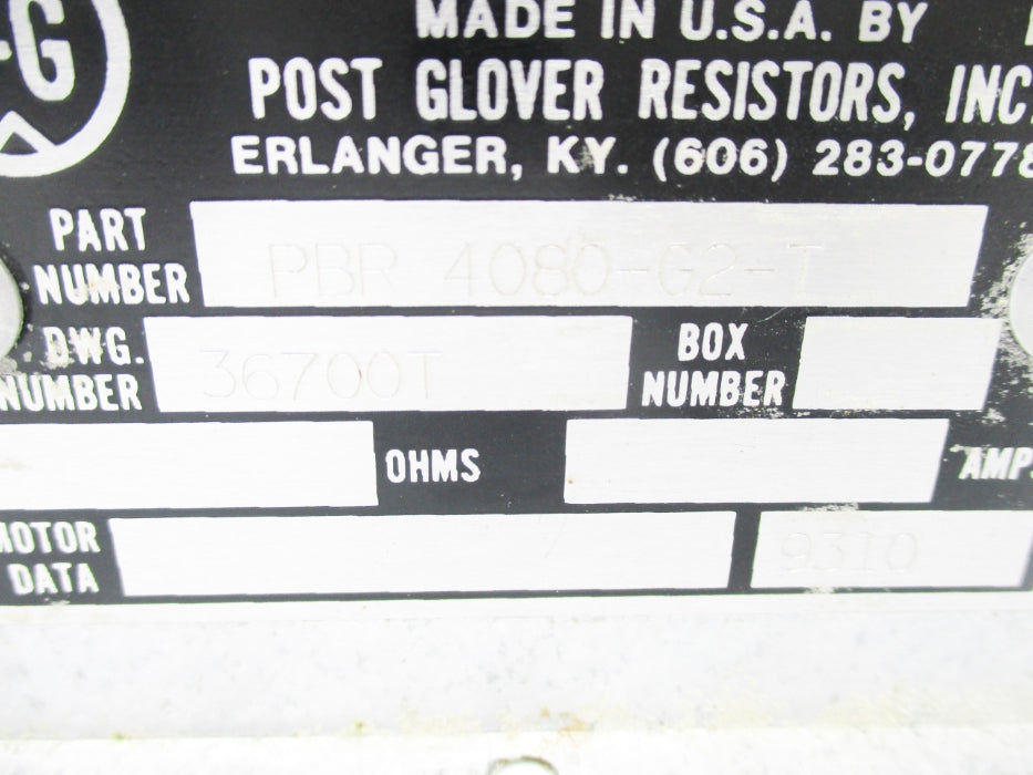 POST GLOVER RESISTORS PBR4080-G2-T UNMP