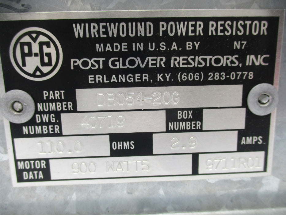 POST GLOVER RESISTORS DB054-20G NSNP