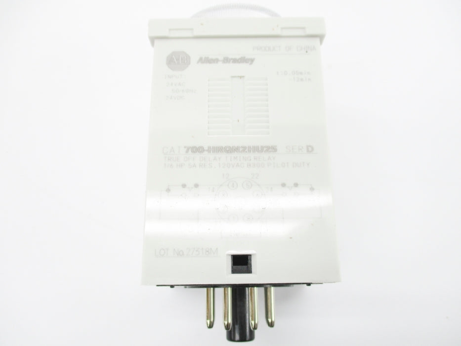 ALLEN BRADLEY 700-HRQN2HU25 SER. D 24VDC 5A 0.05-12MIN NSNP