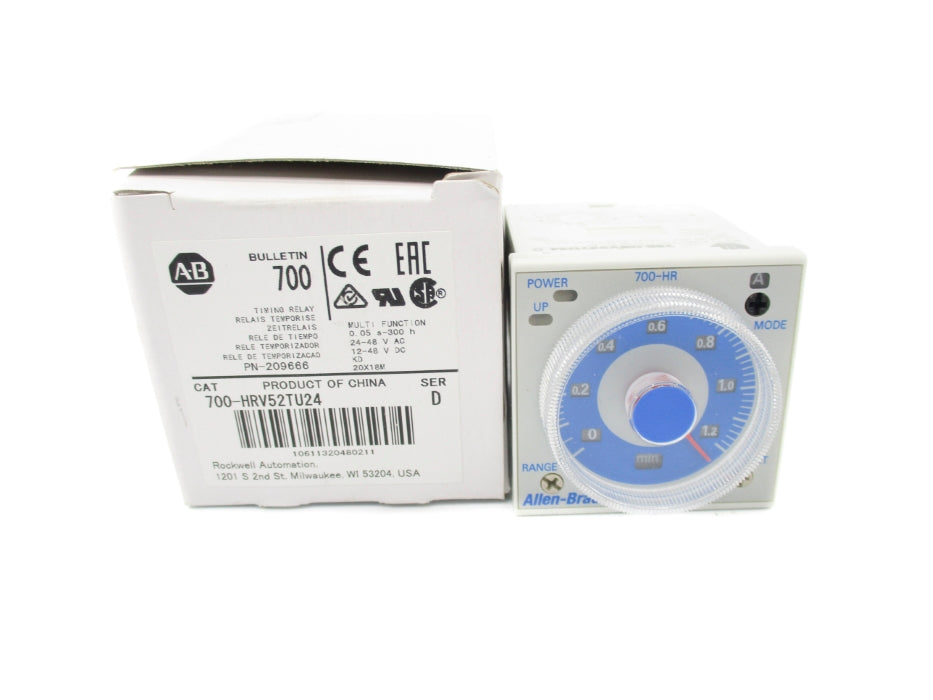 ALLEN BRADLEY 700-HRV52TU24 SER. D 12-48VAC/DC 5A 0.05S-300H (WH) NSMP