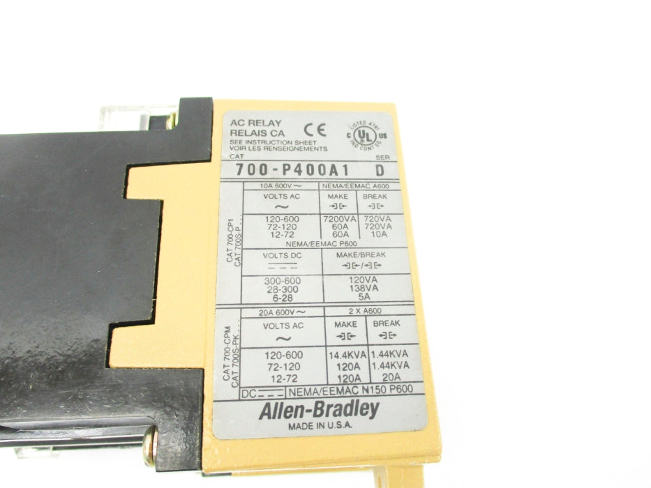 INDUSTRIAL SPARE PART 700-P400A1 SER. D 110/115-120V 60A UNMP