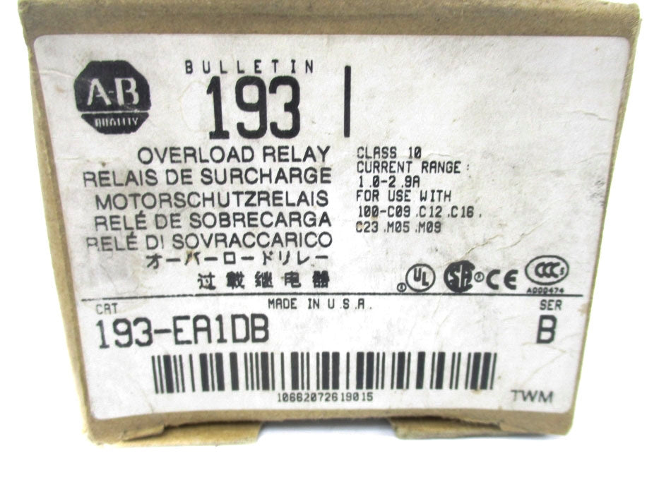 INDUSTRIAL SPARE PART 193-EA1DB SER. B 600V 1.0-2.9A (BR/WH) NSMP
