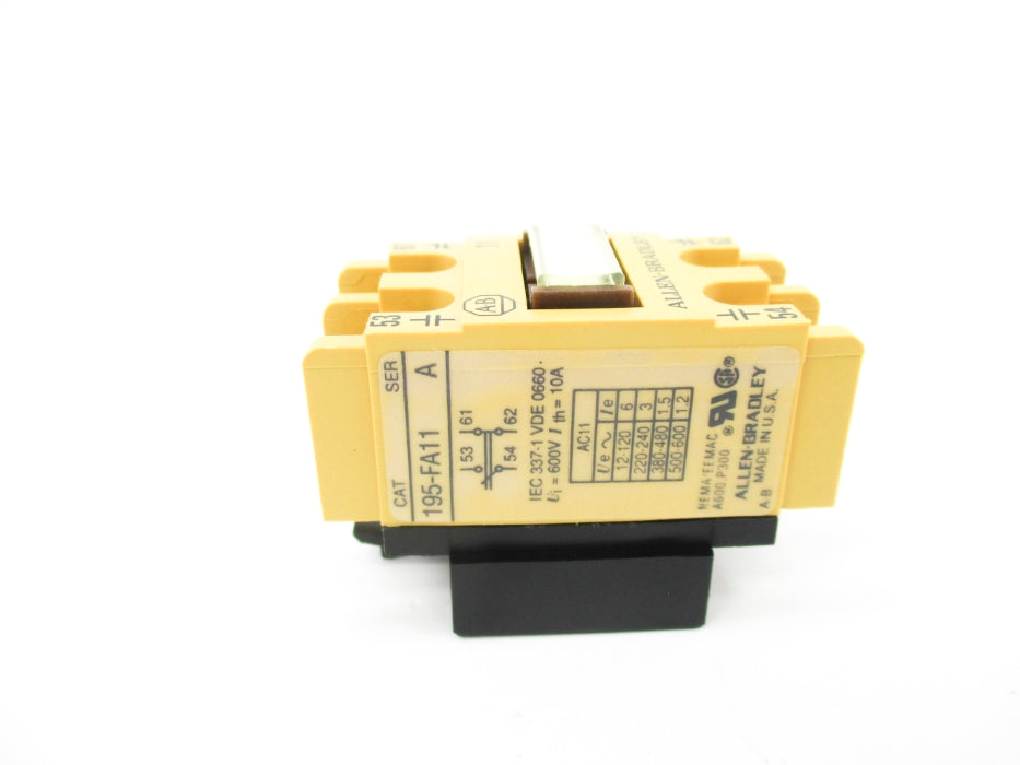 ALLEN BRADLEY 195-FA11 SER. A 500-600VAC 1.2A (BK/YL) NSMP