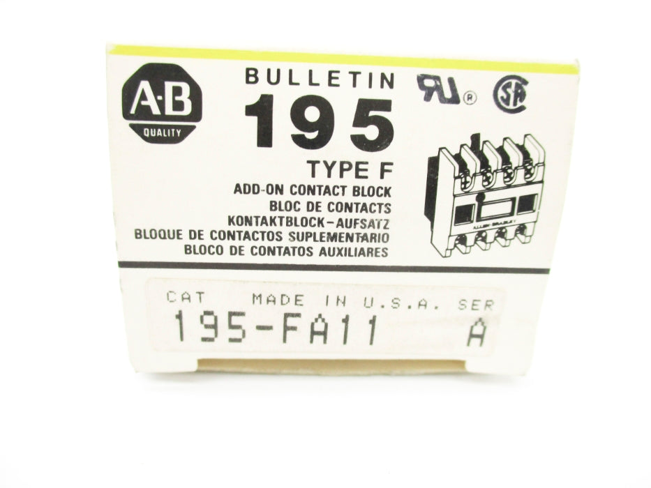 ALLEN BRADLEY 195-FA11 SER. A 500-600VAC 1.2A (BK/YL) NSMP