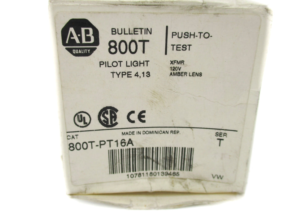 ALLEN BRADLEY 800T-PT16A SER. T 120V (WH) NSMP