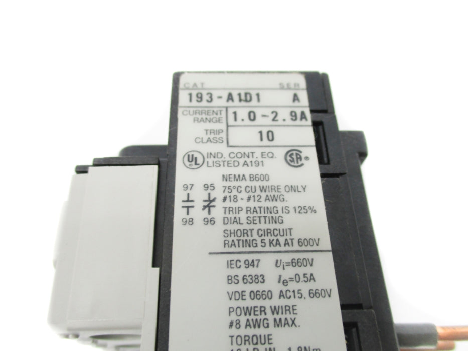 ALLEN BRADLEY 193-A1D1 SER. A 1.0-2.9A UNMP