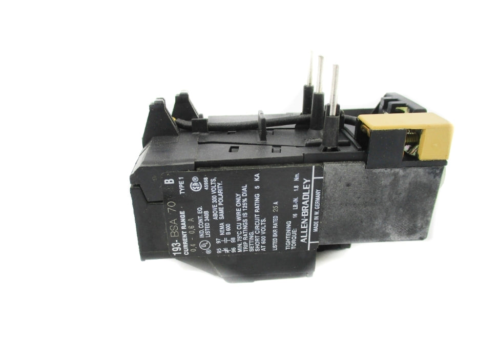 INDUSTRIAL SPARE PART 193-BSA70 SER. B 600V 0.40-0.60A (BK/YL) NSMP