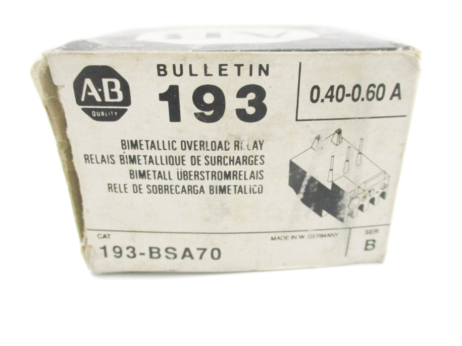 INDUSTRIAL SPARE PART 193-BSA70 SER. B 600V 0.40-0.60A (BK/YL) NSMP