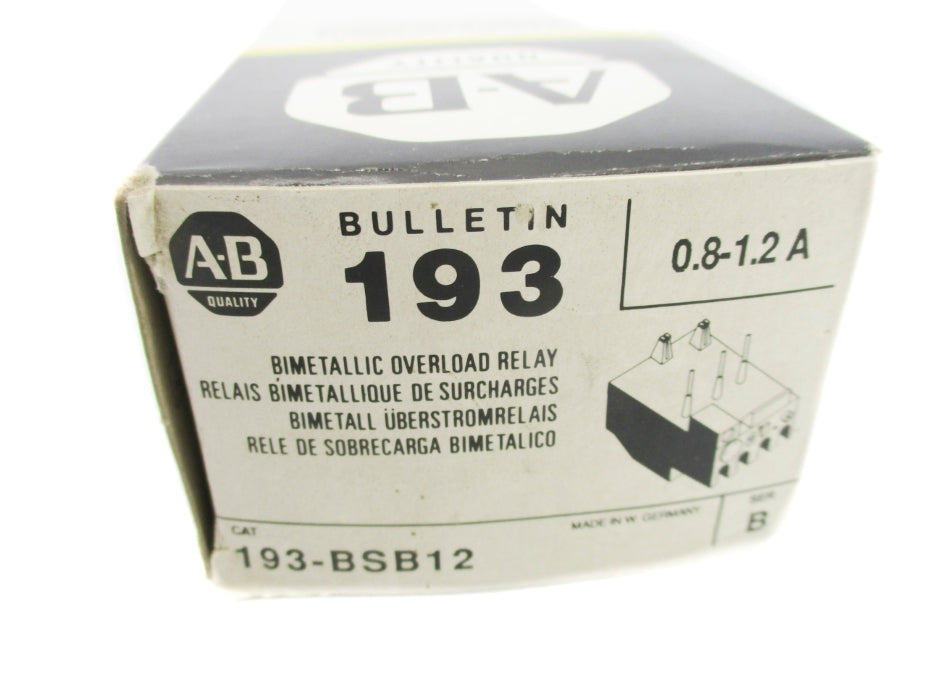 ALLEN BRADLEY 193-BSB12 SER. B 0.8-1.2A ( BK/YL) NSMP