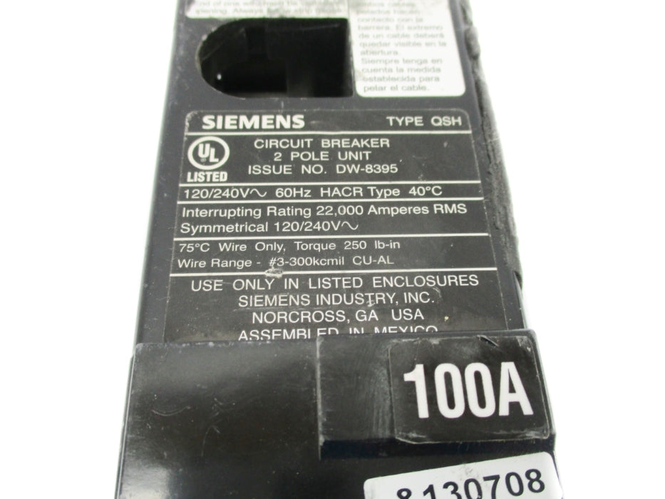 SIEMENS QSH2100 CIRCUIT BREAKER UNMP