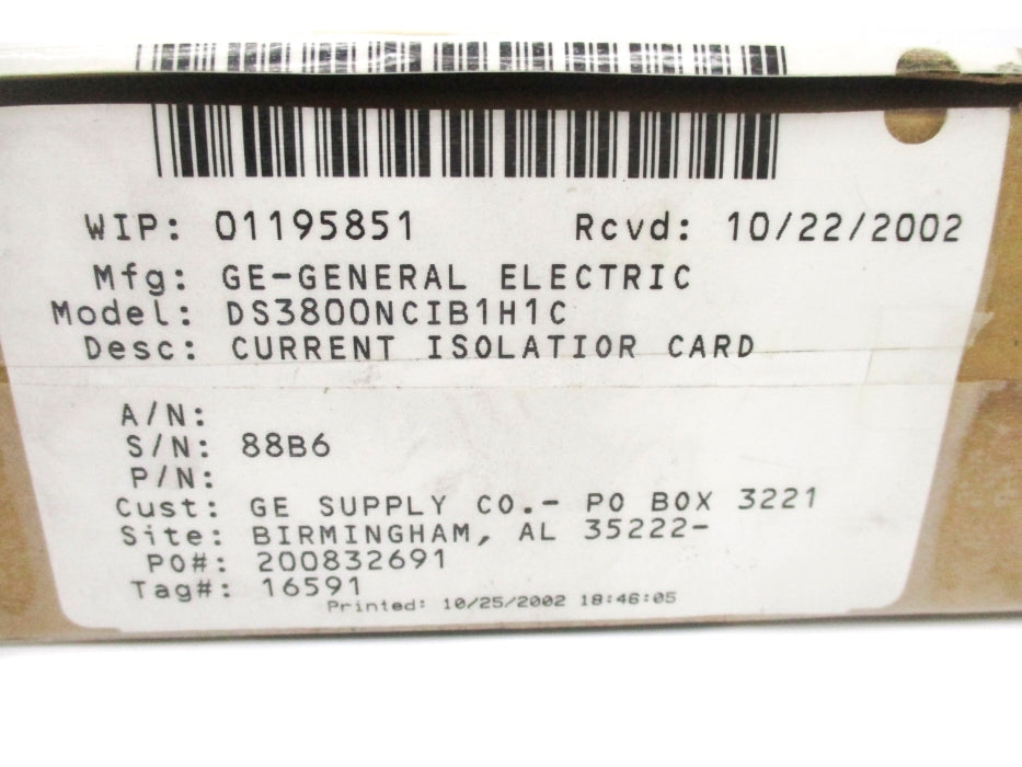 GENERAL ELECTRIC DS3800NCIB1H1C NSMP