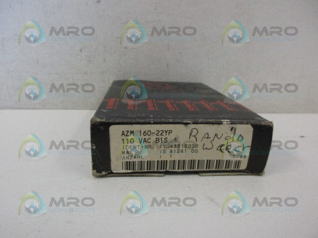 SCHMERSAL AZM160-22YP-110VAC-B1S SAFETY INTERLOCK SWITCH *NEW IN BOX*