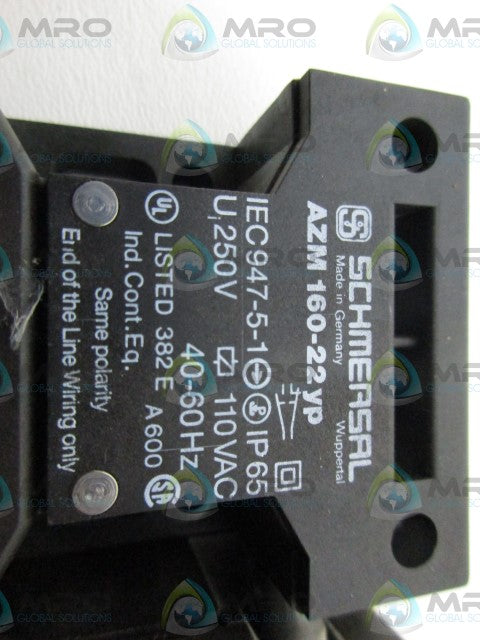 SCHMERSAL AZM160-22YP-110VAC-B1S SAFETY INTERLOCK SWITCH *NEW IN BOX*