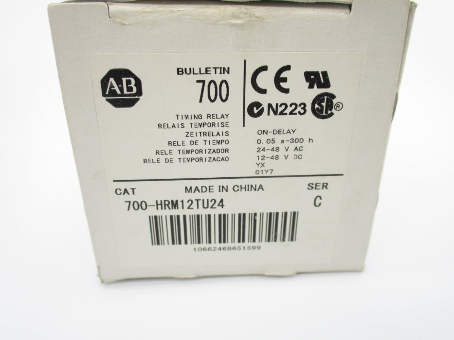 ALLEN BRADLEY 700-HRM12TU24 SER. C 24-48VAC/12-48VDC 5A 0.05S-300H (WH) NSMP