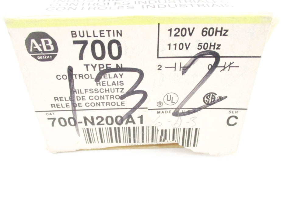 ALLEN BRADLEY 700-N200A1 SER. C 110/120V (BK/YL) NSMP