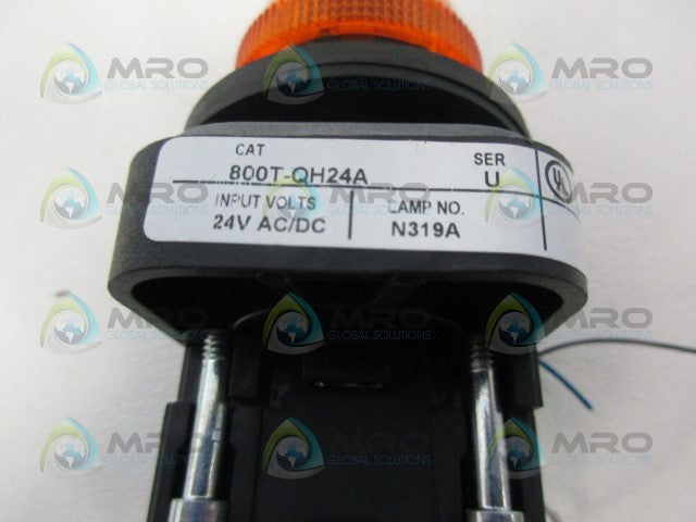 ALLEN BRADLEY 800T-QH24A SER U AMBER PILOT LIGHT *USED*