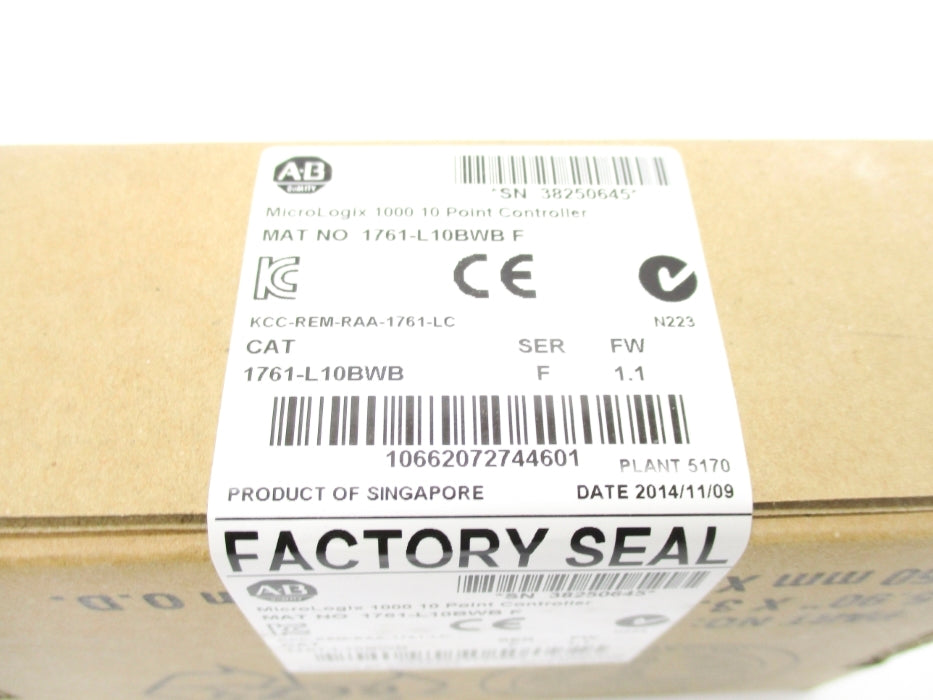 ALLEN BRADLEY 1761-L10BWB SER. F  F/W 1.1 DATE: 2014 NSFS
