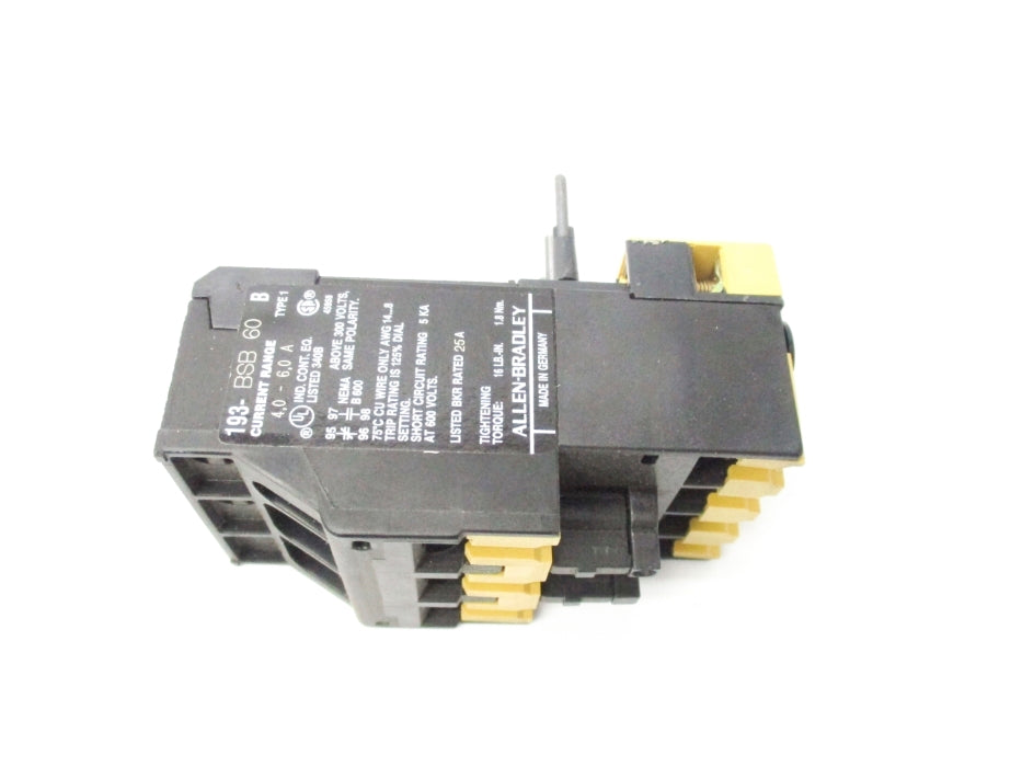 ALLEN BRADLEY 193-BSB60 SER. B 600V 4.0-6.0A (BK/YL) NSMP