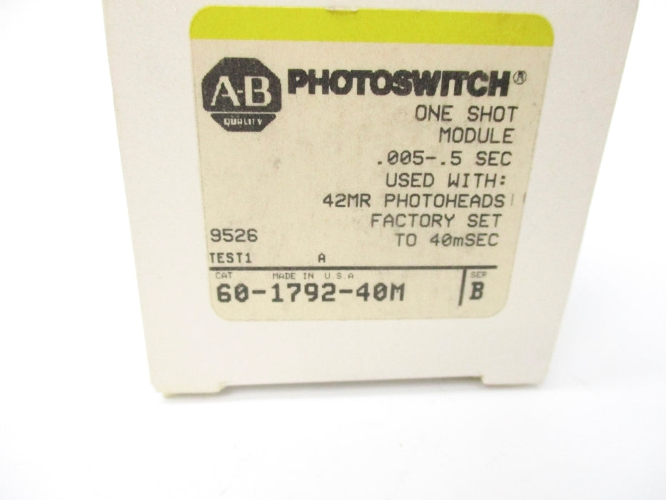 INDUSTRIAL SPARE PART 60-1792-40M SER. B .005-.5S (BK/YL) NSMP