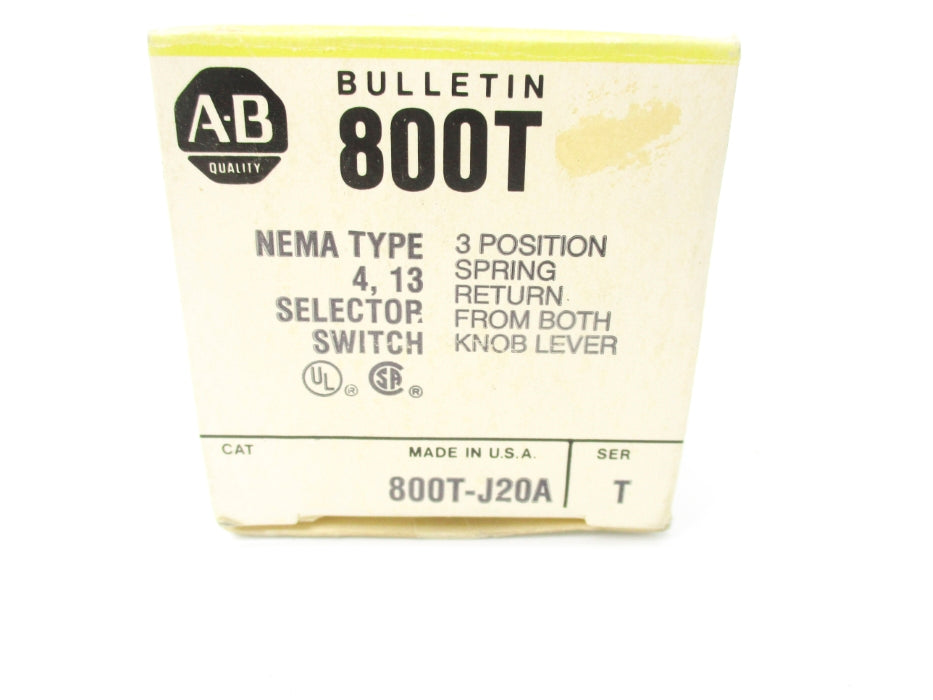 ALLEN BRADLEY 800T-J20A SER. T (BK/YL) NSMP