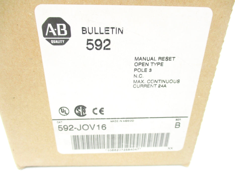 ALLEN BRADLEY 592-JOV16 SER. B 120-600VAC 24A (BR/WH) NSMP