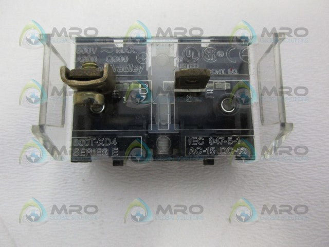 ALLEN BRADLEY 800T-XD4 SER E CONTACT BLOCK *USED*