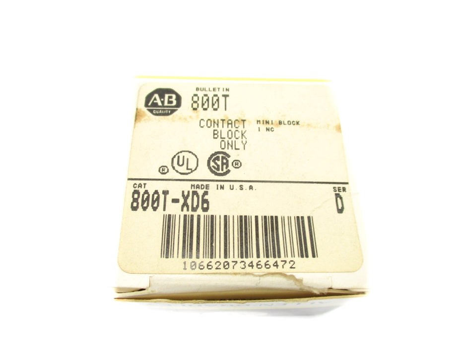 ALLEN BRADLEY 800T-XD6 SER. D (BK/YL) NSMP