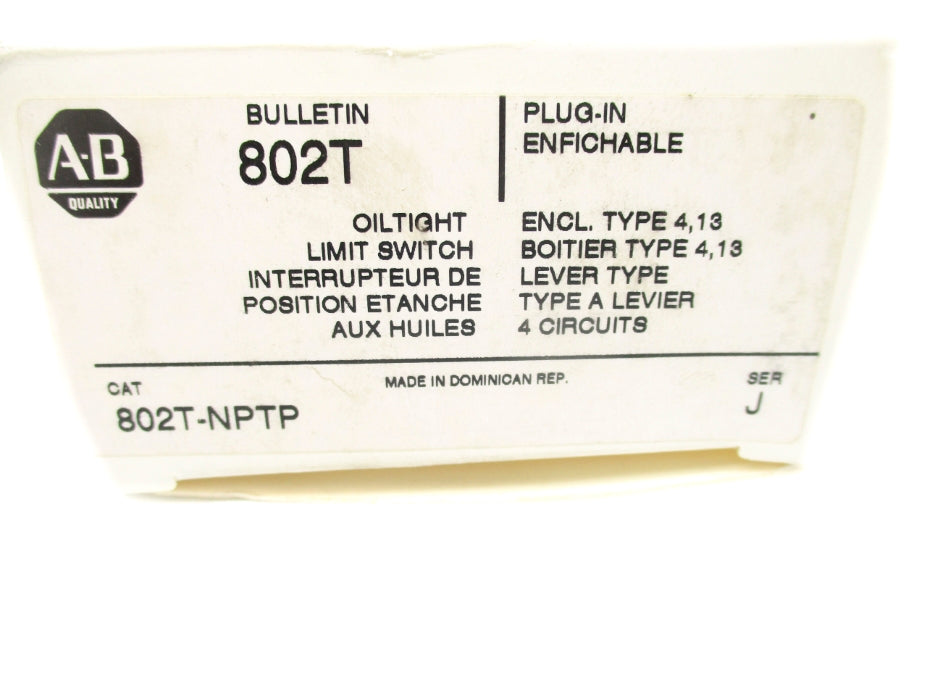 ALLEN BRADLEY 802T-NPTP SER. J (AS PICTURED) (WH) NSMP