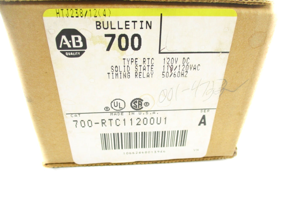 ALLEN BRADLEY 700-RTC11200U1 SER. A 110/120VAC/DC 30A 05.2S-1.64M (BR/YL) NSMP