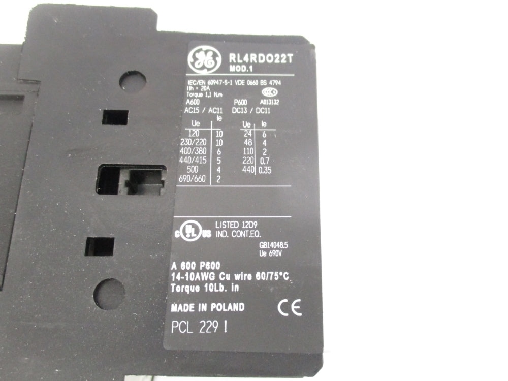 GENERAL ELECTRIC RL4RD022T 250VDC 20A NSNP